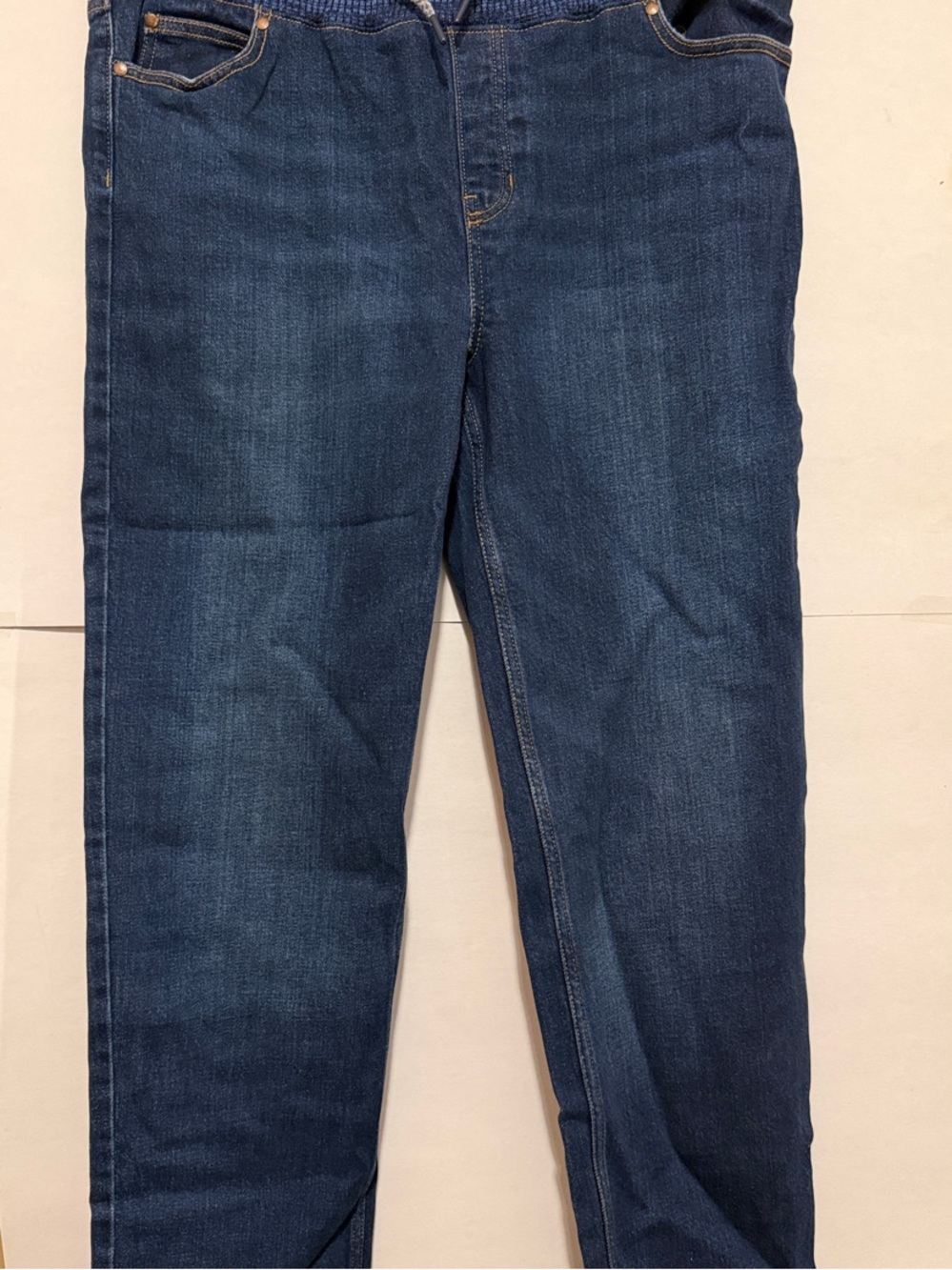 Lands' End Boy’s Husky Dark Blue Relaxed-Fit Jeans